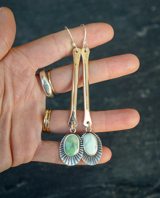The Bar Earrings- Variscite and Turquoise