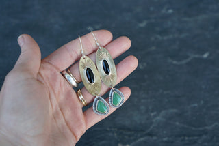 Pinnacle Earrings- Onyx and Green Turquoise