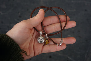Little Moon Necklace- 16" Leather Cord