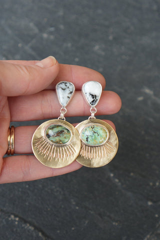 Pinnacle Earrings- White Buffalo and Damele Variscite
