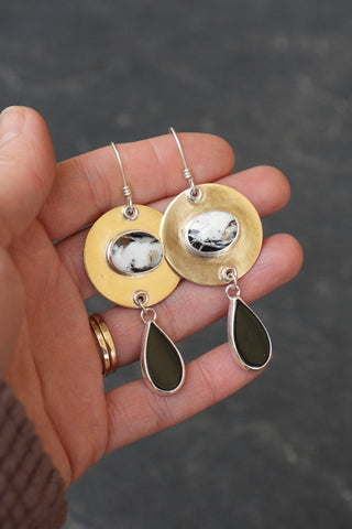 Pinnacle Earrings- Onyx and White Buffalo