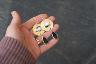 Pinnacle Earrings- Onyx and White Buffalo