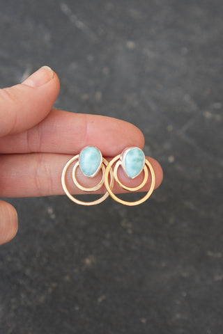 Aura Convertible Post Earrings- Larimar