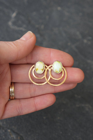 Aura Convertible Post Earrings- Palomino Variscite