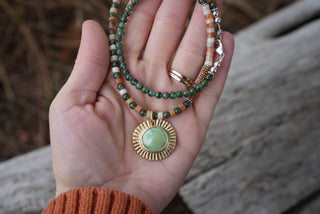 Solana Beaded Necklace- Green Turquoise