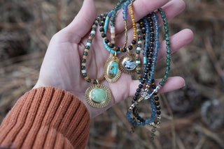 Solana Beaded Necklace- Green Turquoise