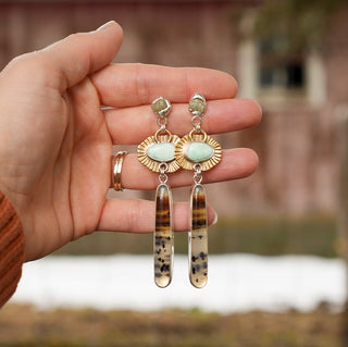 Triple Threat Earrings- Montana Sapphire, Montana Agate, and Variscite
