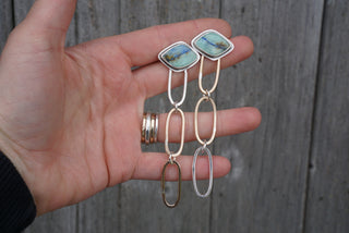 Paperclip Post Earrings- Azurite Ribbon