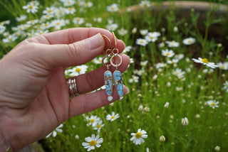 Fairy Leverback Hoops- Lavender Turquoise + Opal