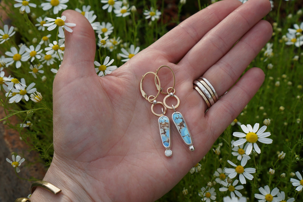 Fairy Leverback Hoops- Lavender Turquoise + Opal
