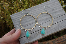 Load image into Gallery viewer, Dottie Hoops- Green Turquoise
