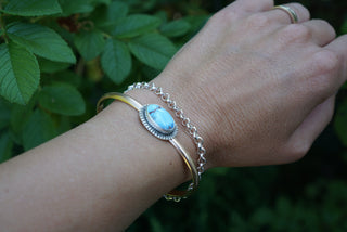 Double Up Cuff- Golden Hills Turquoise