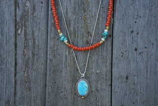 Seed Bead Layering Necklace- Coral