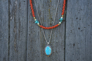 Seed Bead Layering Necklace- Coral
