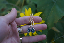 Load image into Gallery viewer, Mini Gold Paperclip Earrings- Blue Kyanite
