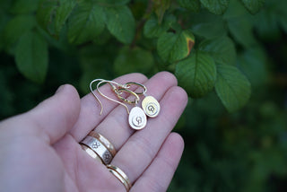 Mini Gold Paperclip Earrings- Green Kyanite