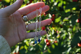 Flower Power Paperclip Posts- Blue Opal+Silver