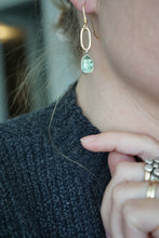 Load image into Gallery viewer, Mini Gold Paperclip Earrings- Green Kyanite
