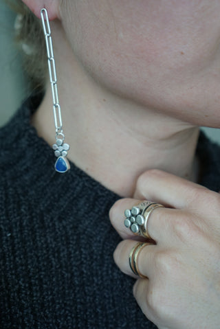 Flower Power Paperclip Posts- Blue Opal+Silver