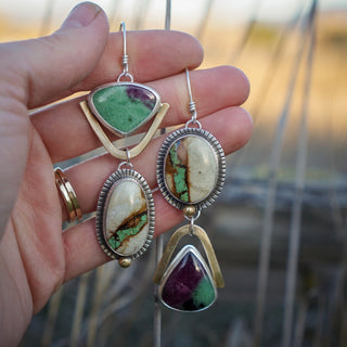 Yin Yang Earrings- Royston Ribbon + Ruby in Zoisite