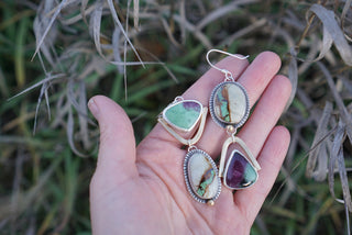 Yin Yang Earrings- Royston Ribbon + Ruby in Zoisite