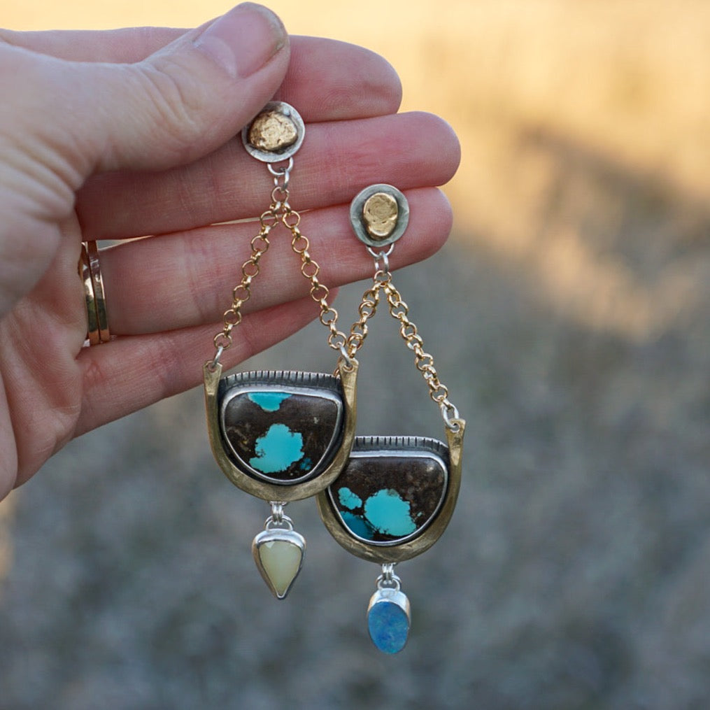 A Delicate Balance Earrings- Turquoise + Opal