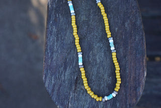 Seed Bead Layering Necklace- Yellow Ochre