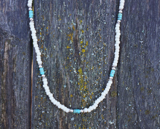 Seed Bead Layering Necklace- Matte White