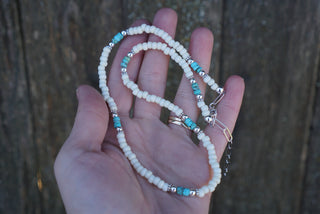 Seed Bead Layering Necklace- Matte White