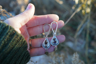 Artemis Post Earrings- Dendritic Agate