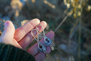 Artemis Post Earrings- Dendritic Agate