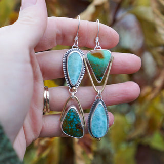 Yin Yang Earrings- Larimar + Turquoise