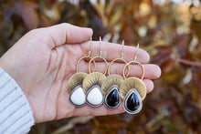Load image into Gallery viewer, First Light Brass Earrings- White Agate
