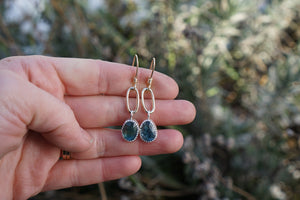 Mini Gold Paperclip Earrings- Kyanite