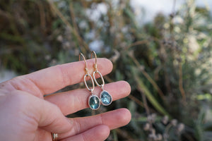 Mini Gold Paperclip Earrings- Kyanite