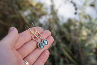 Mini Gold Paperclip Earrings- Kyanite
