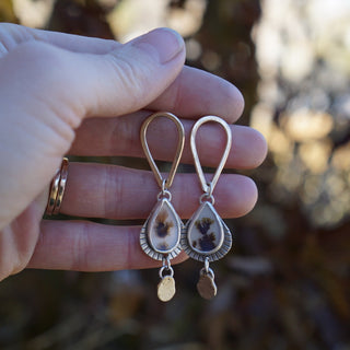 Artemis Post Earrings- Dendritic Agate