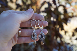 Artemis Post Earrings- Dendritic Agate