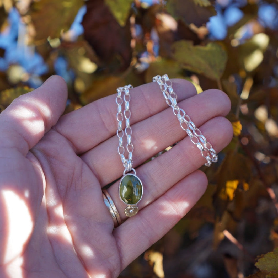 Little Star Necklace- Green Turquoise + Cubic Zirconia