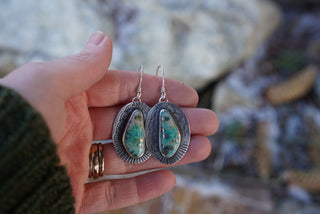 Rising Earrings- Pyrite Turquoise