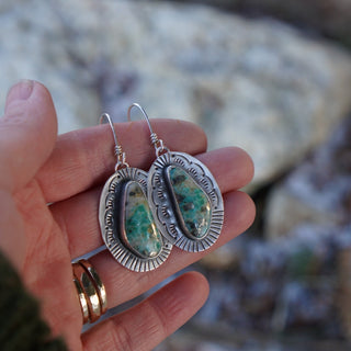 Rising Earrings- Pyrite Turquoise