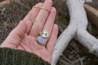 Eye Love U Necklace- Opal + Sterling Silver