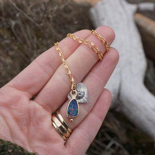 Eye Love U Necklace-Opal + 14k Gold