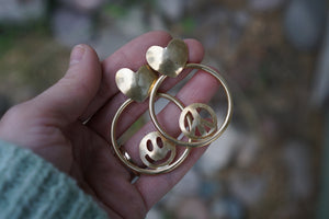 Peace, Love & Happiness Post Earrings- Brass