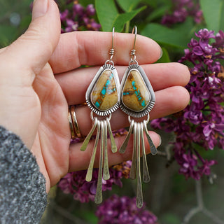 Tailfeather Fringe Earrings- Royston Ribbon Turquoise