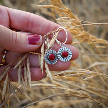 Load image into Gallery viewer, Sunburst Leverback Earrings- Red Coral
