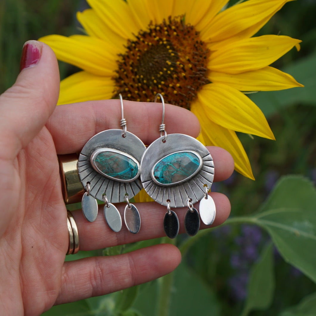 Sunrise Earrings- Chrysocolla + Silver