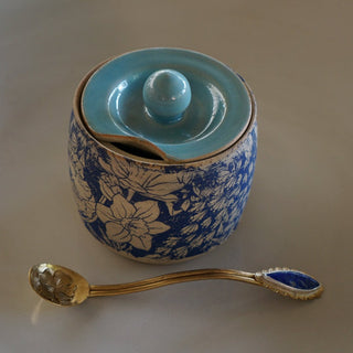 Sugar Jar + Spoon- Blue & Lapis