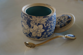 Sugar Jar + Spoon- Blue & Lapis