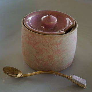 Sugar Jar + Spoon- Pink & Pink Shell